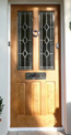 oak door lead glass