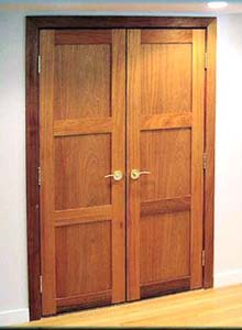 cherry panelled double doors