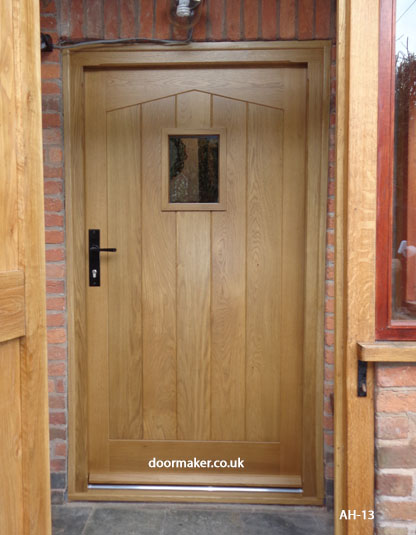 oak door with angled head detail