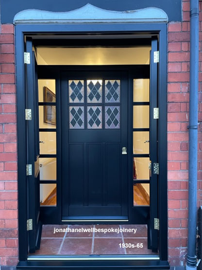 1930s front door diamond lead glass black