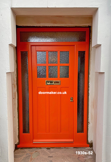 1930s front door with sidelights and toplight orange