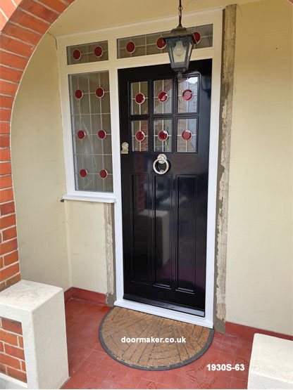 1930s front door black gloss decorative glass