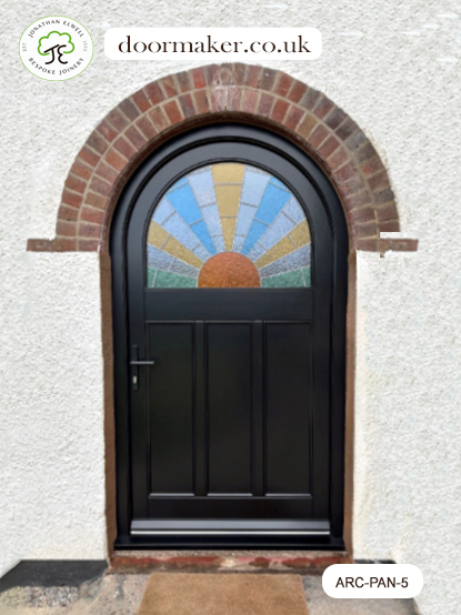 arched door black with decorative glass