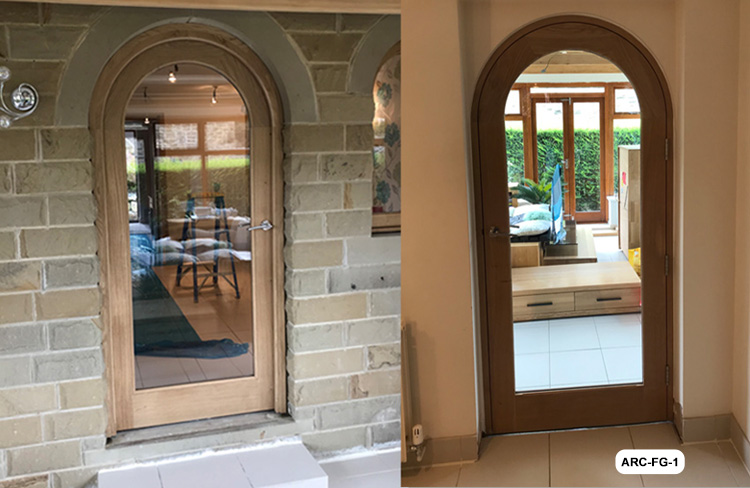 arched fully glazed door and frame oak