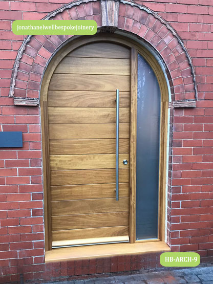 contemporary arched door and sidelight - iroko