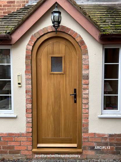 european oak arched door minster glass