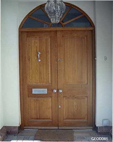 oak double doors with fanlight