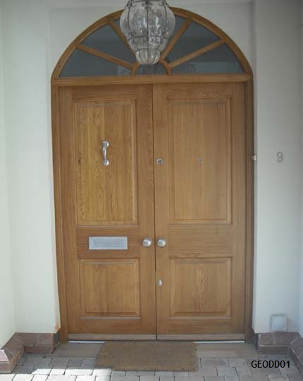 oak double doors with fanlight