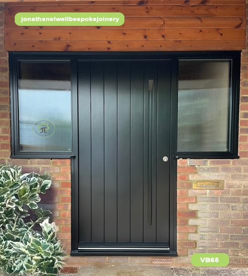 contemporary front door concealed handle and side windows