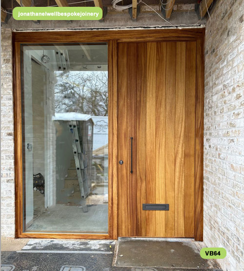 contemporary front door and sidelight iroko