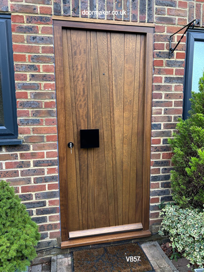 contemporary iroko door random boards