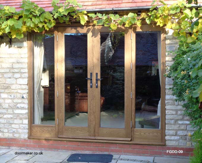 oak french doors and frame sidelights