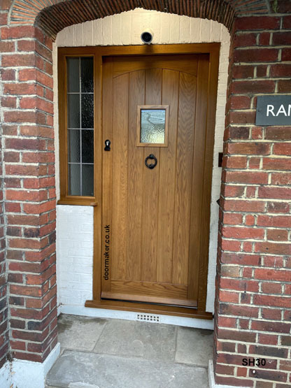 oak cottage door with side window