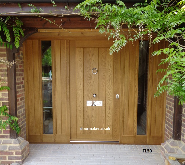 oak door with side panels