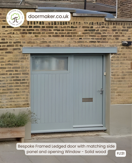 hardwood entrance doorset with a wooden side panel/screen and opening window &ndash; FL131