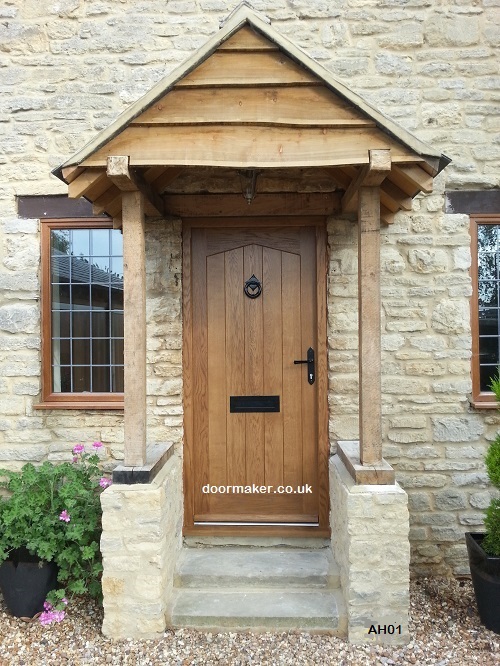 oak door angled head with multipoint lock system
