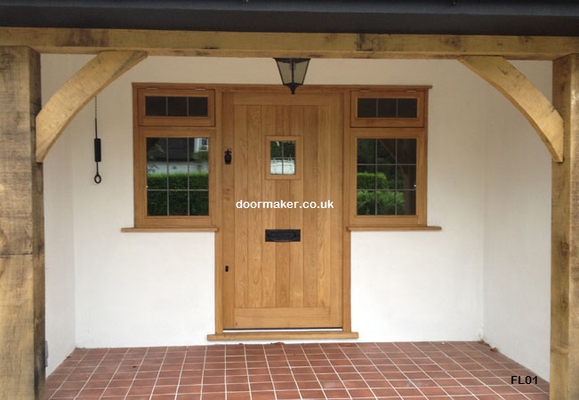 european oak door with side windows