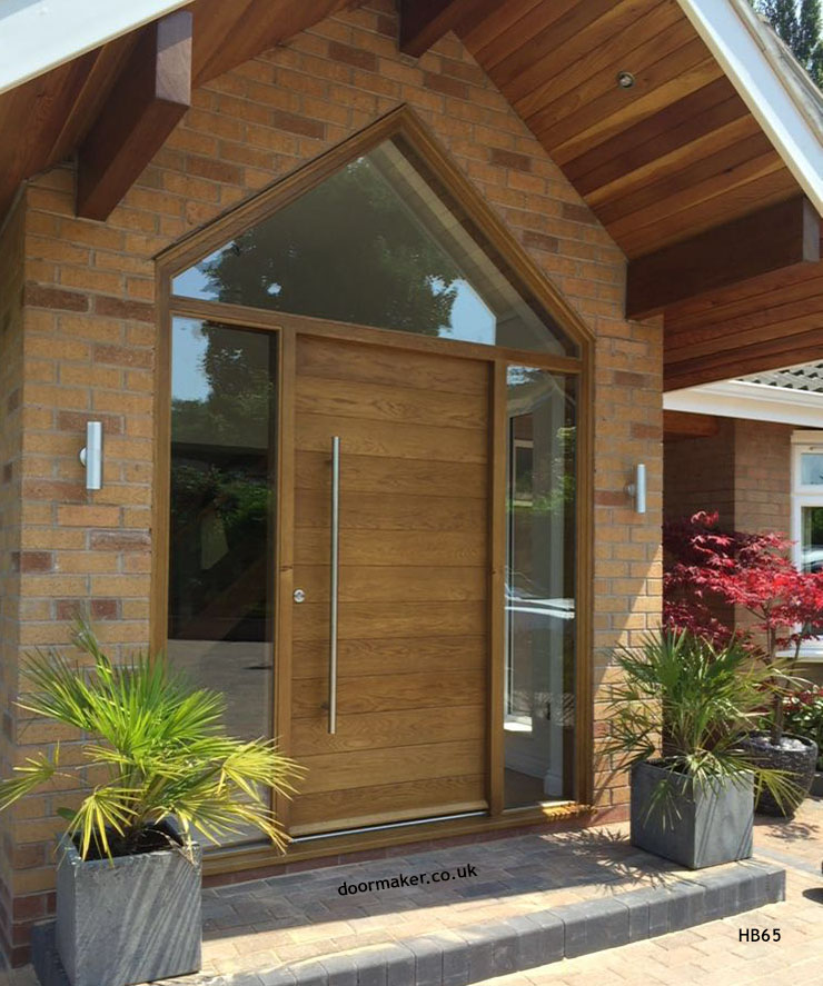 contemporary oak door glazed apex frame and sidelights