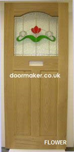 oak door flower glass