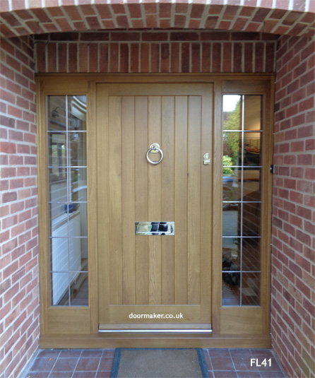oak cottage door with sidelights