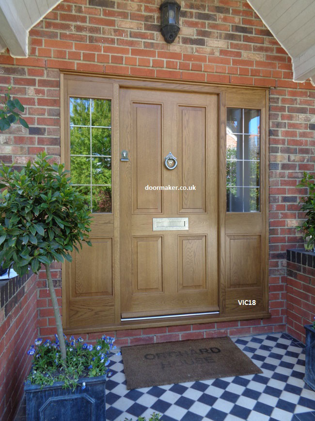 victorian front door with side panels oak